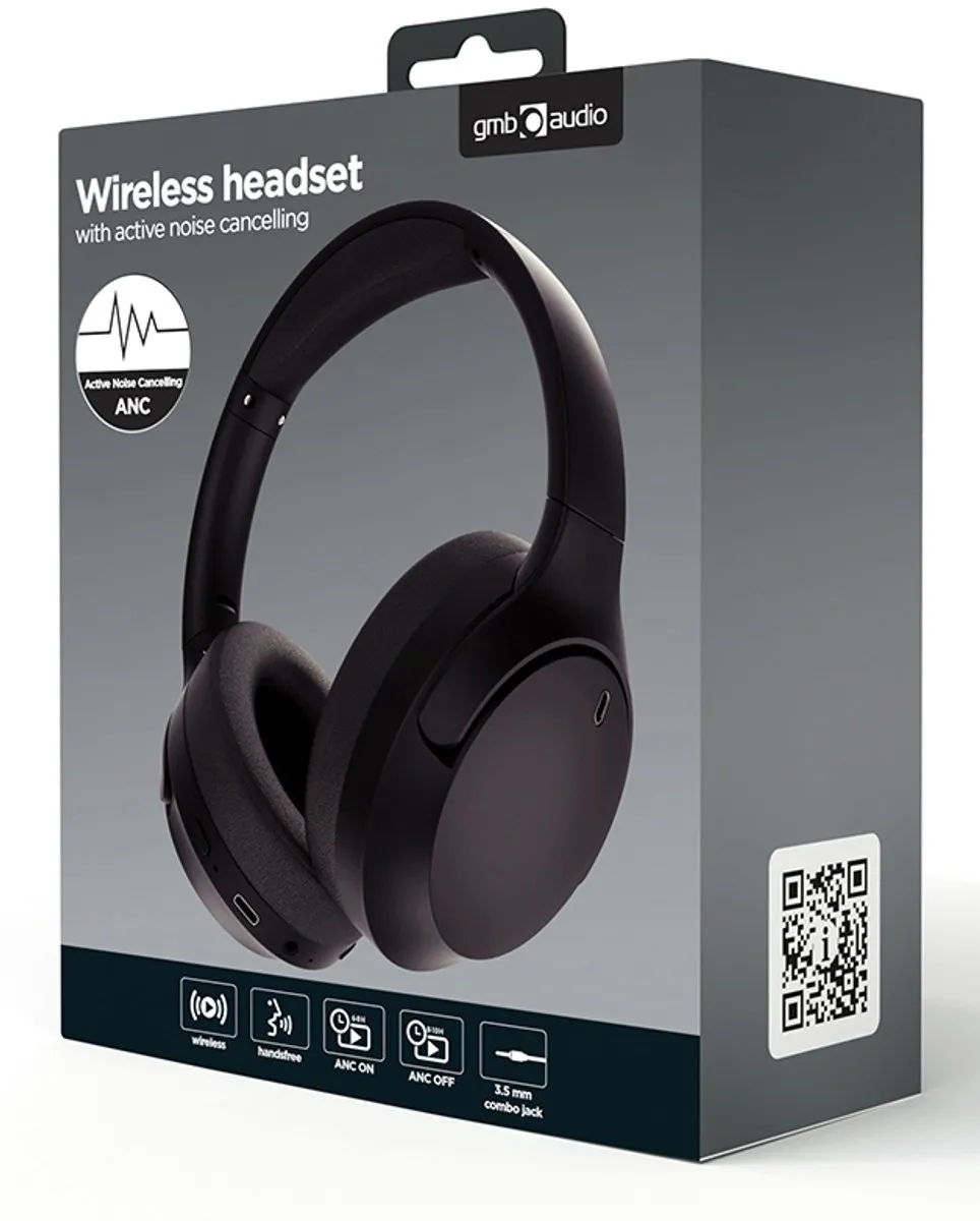 Gembird BHP-ANC-01 Bluetooth Koptelefoon - Actieve Ruisonderdrukking - Zwart