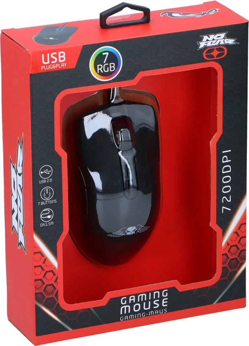 Grundig No Fear Gaming Muis 7200DPI - Zwart - afbeelding 6 van 6