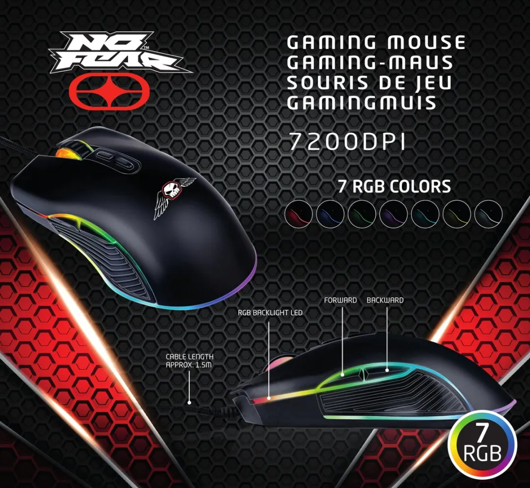 Grundig No Fear Gaming Muis 7200DPI - Zwart