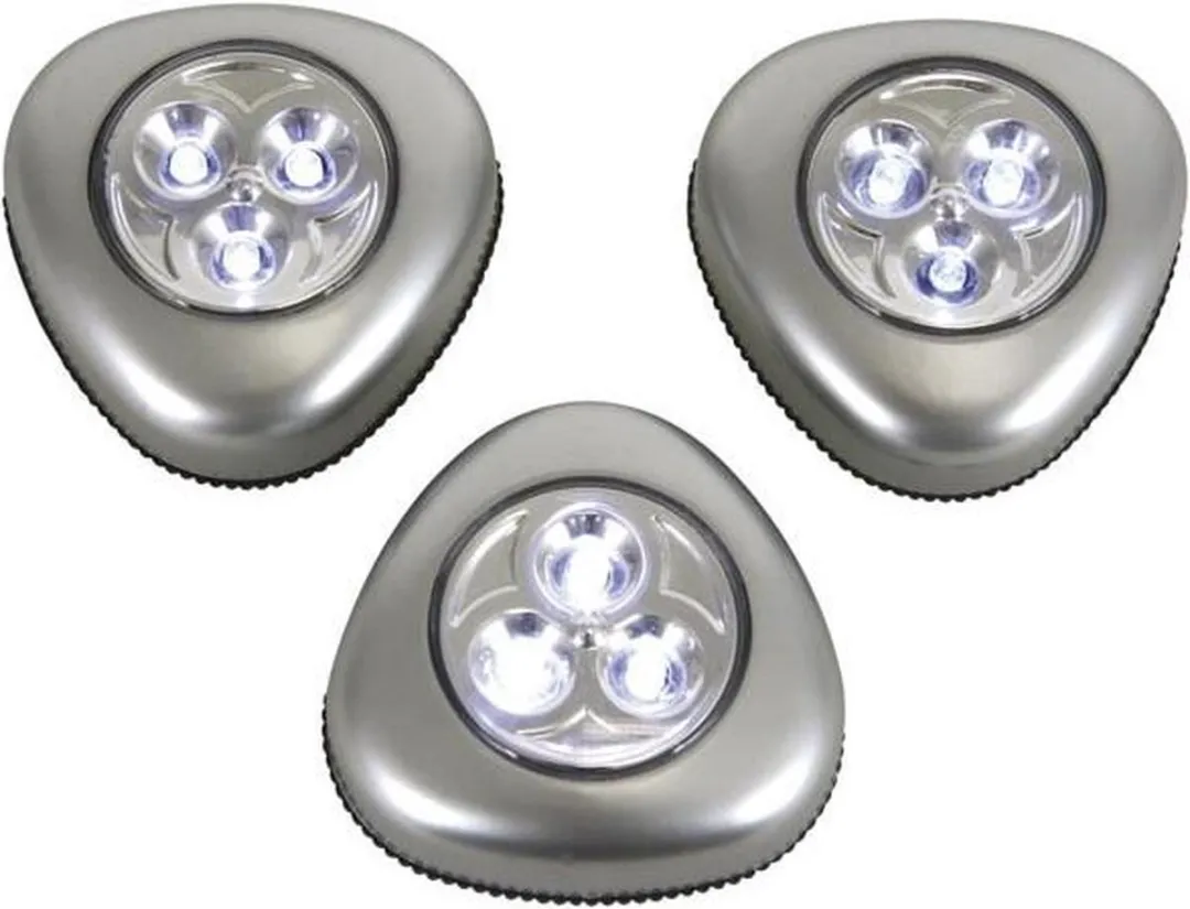 Grundig Garderobekastverlichting Drukledlampen - 3 Stuks - Zilver
