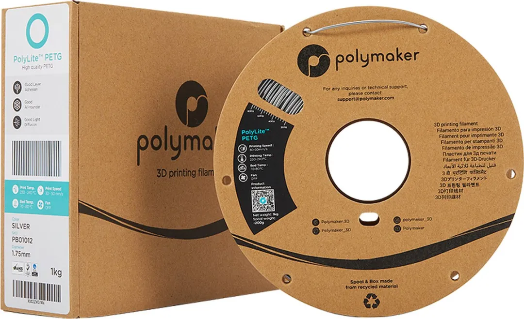 Polymaker PolyLite PETG Filament 1.75mm 1000g - Zilver