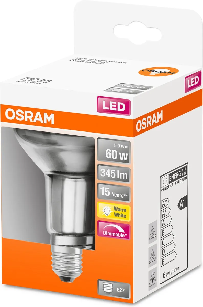 Osram LED Reflector E27 5.9W Warmwit - Ø8cm