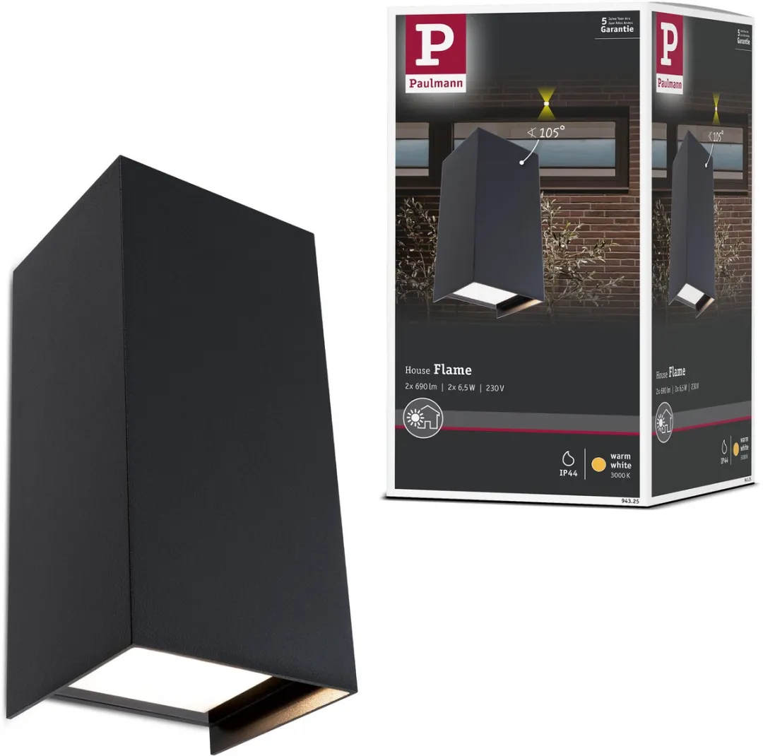 Paulmann LED Wandlamp Flame IP44 Antraciet 2x5,8W 540lm