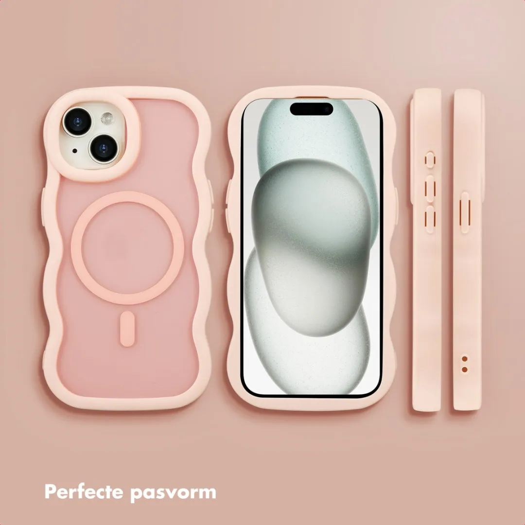 Selencia Wavy Case iPhone 15 - Roze - afbeelding 6 van 6