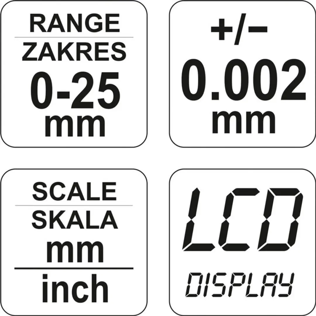Yato - Digitale Micrometer - 0-25mm - LCD Display - afbeelding 5 van 6