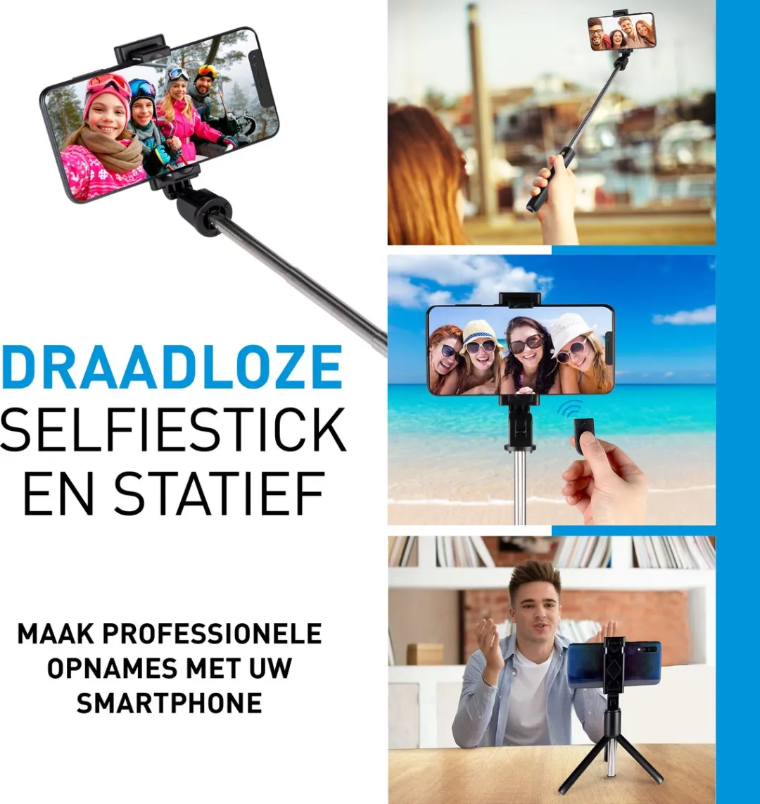Grundig Selfie Stick & Tripod 19-70cm - Zwart