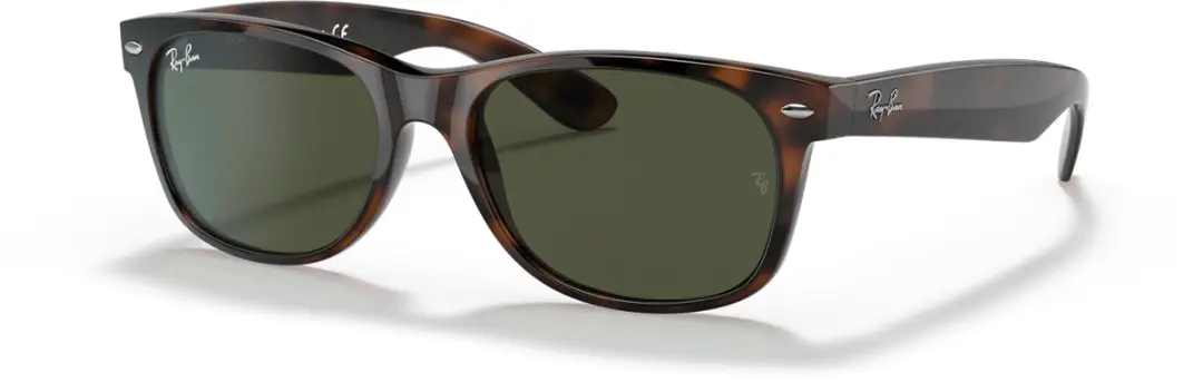 Ray-Ban New Wayfarer RB2132 902 Turtle/Crystal Green, Dark Turtle, 52mm, Classic