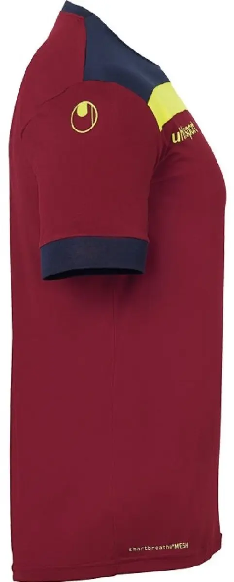 Uhlsport Offense 23 Shirt Korte Mouw Kinderen - Bordeaux / Marine / Fluogeel | Maat: 140 - afbeelding 4 van 4