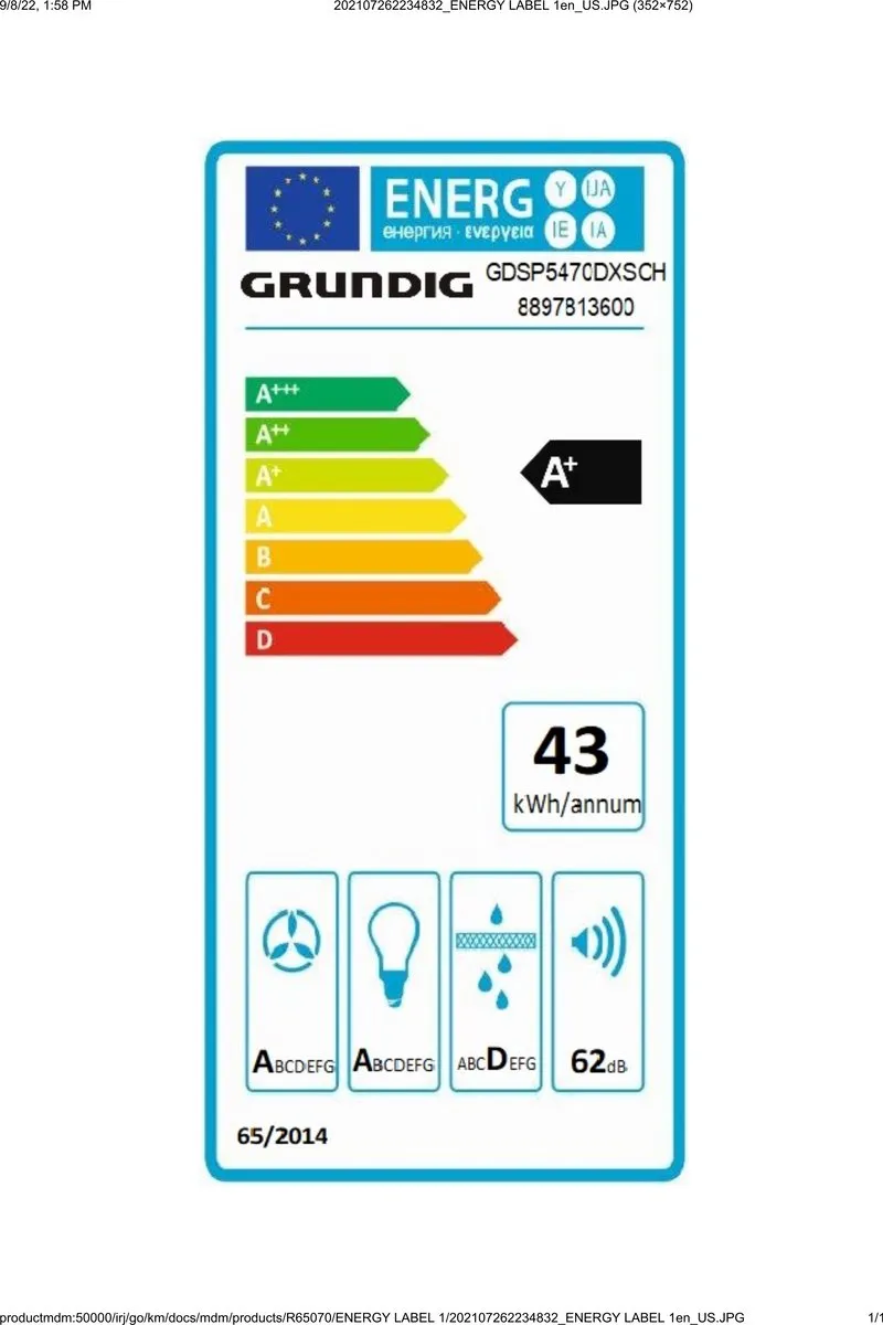 Grundig GDSP5470DXSCH Afzuigkap - Zwart - WIFI