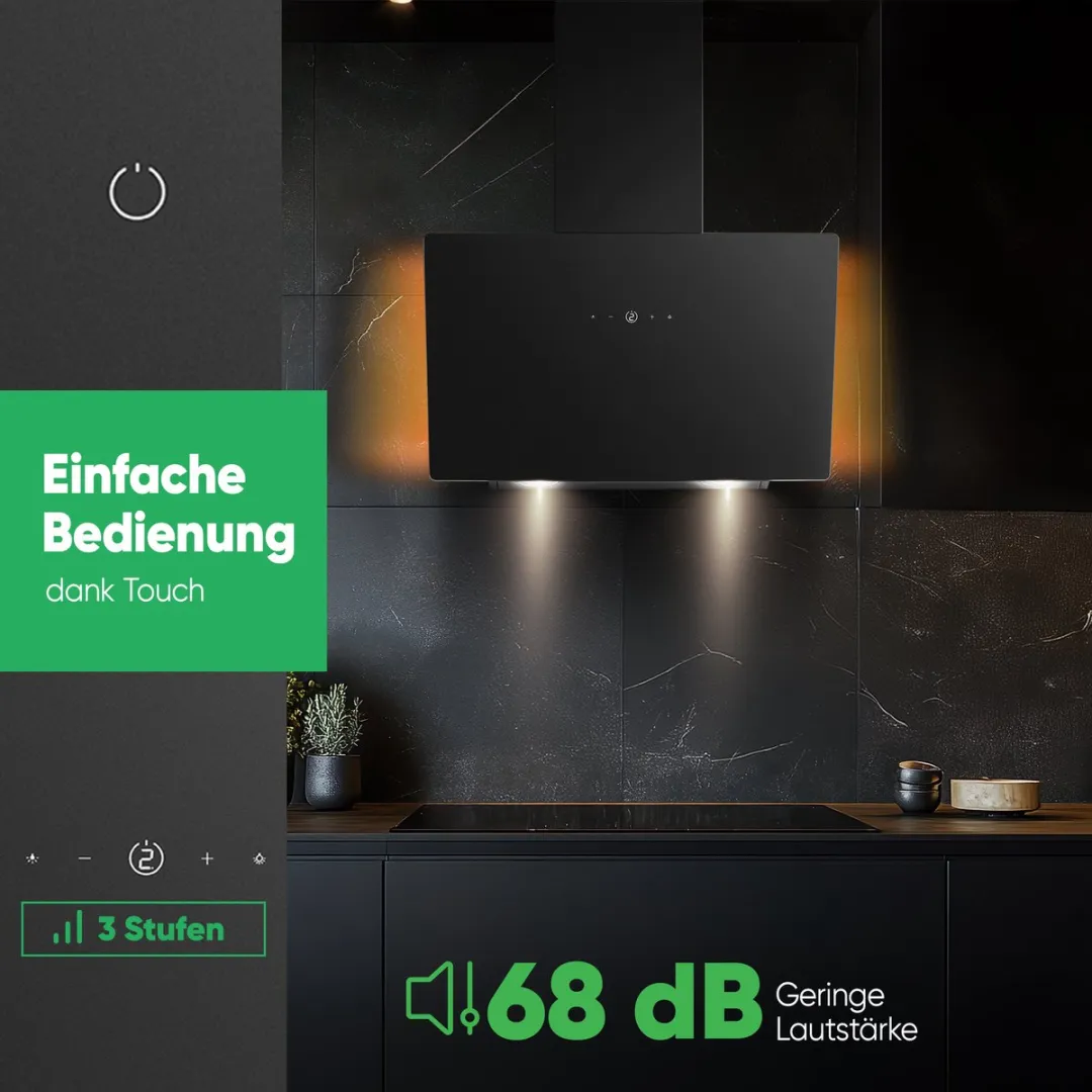 Bomann DU 7611 Afzuigkap 60cm - 578 m³/u - Mat zwart glas - afbeelding 6 van 6