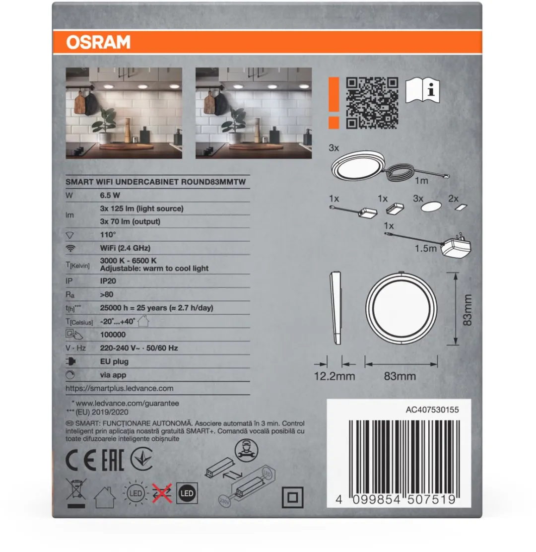 Osram SMART+ WiFi Onderkastverlichting Rond 6.5W 375lm