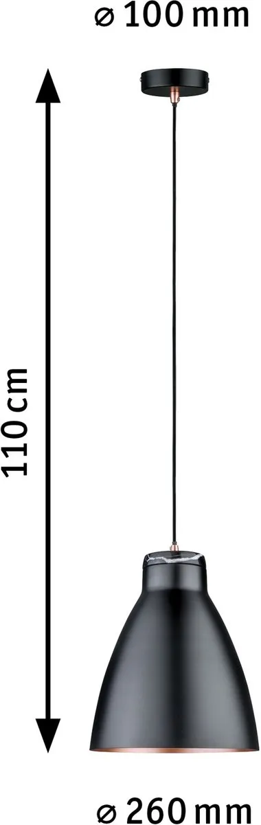 Paulmann Neordic Hanglamp Roald E27 20W - Zwart mat, Koper mat