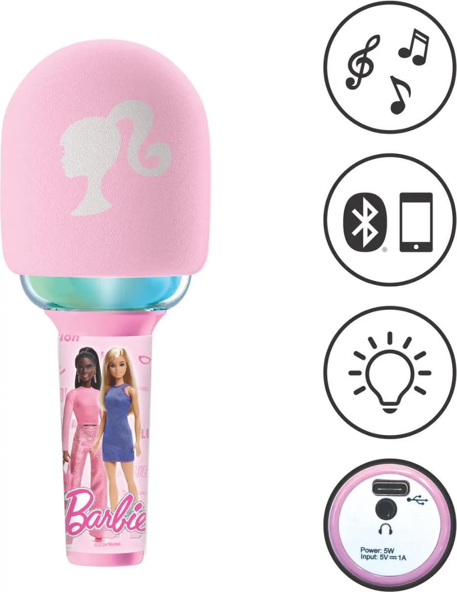 Lexibook Barbie Karaoke Microfoon MIC280BB - Roze - afbeelding 3 van 6