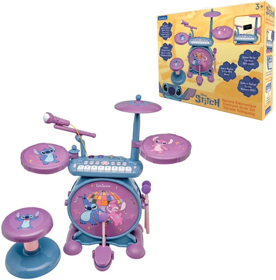 Stitch compleet elektronische lichtgevende drumset met kruk