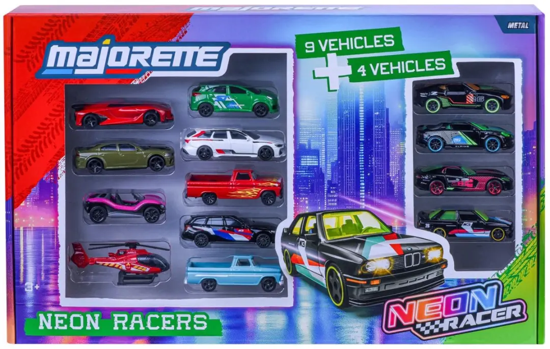 Majorette Neon Racer Giftpack 9+4 - 13-delig - afbeelding 2 van 6