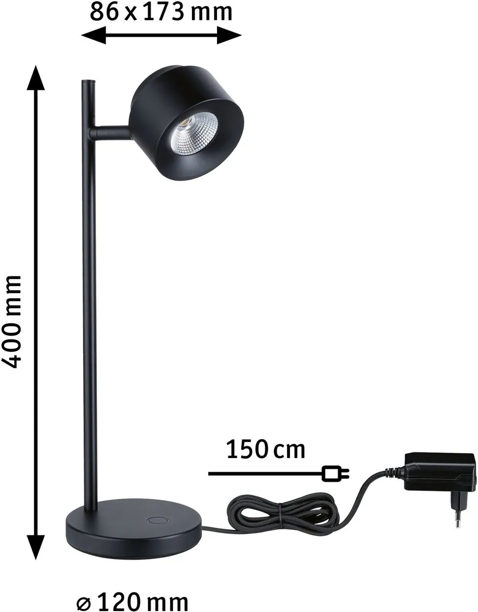 Paulmann Puric Pane LED Tafellamp 2700K 400lm - Zwart