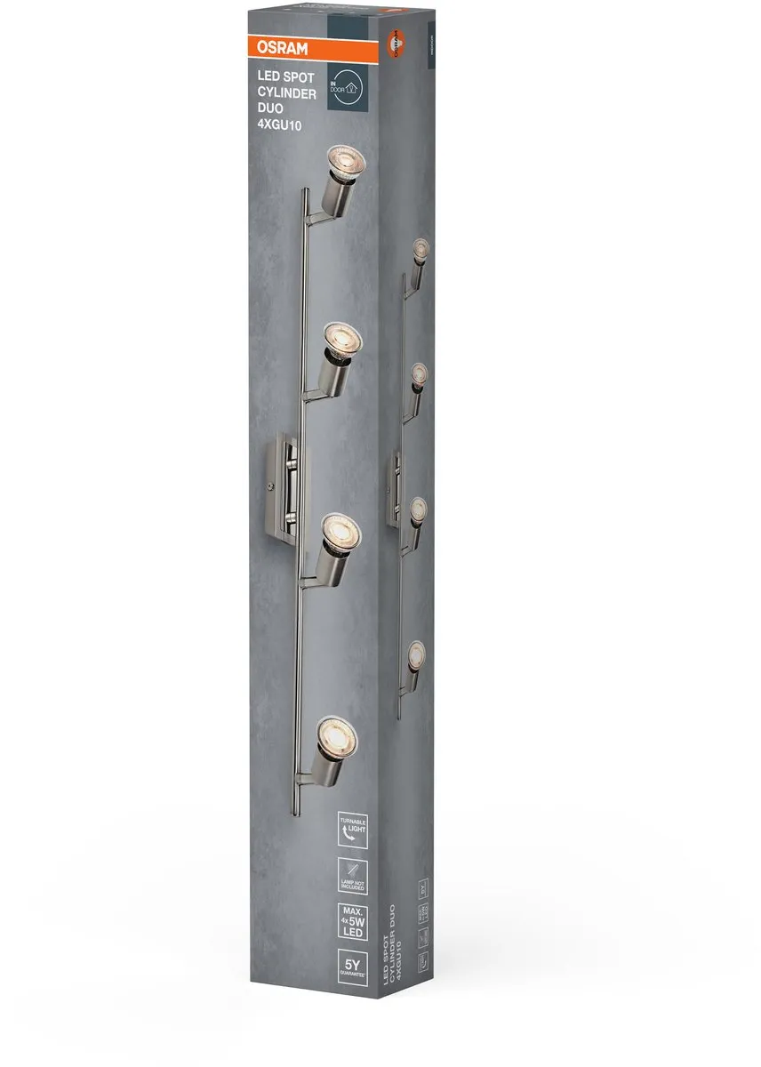 Osram LED Spot Cylinder DUO 4xGU10 - Geborsteld nikkel/chroom