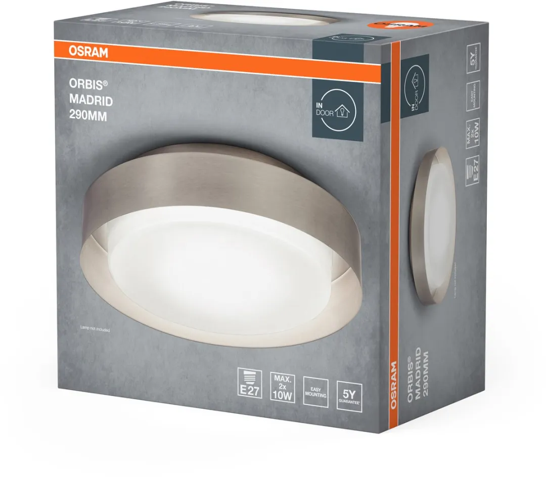 Osram Orbis Madrid Plafondlamp 290mm - Nikkel - E27
