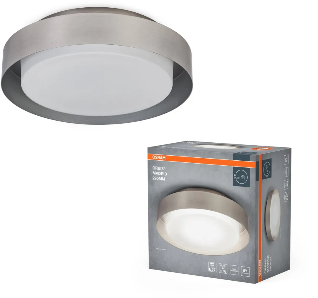 Osram Orbis Madrid Plafondlamp 290mm - Nikkel - E27