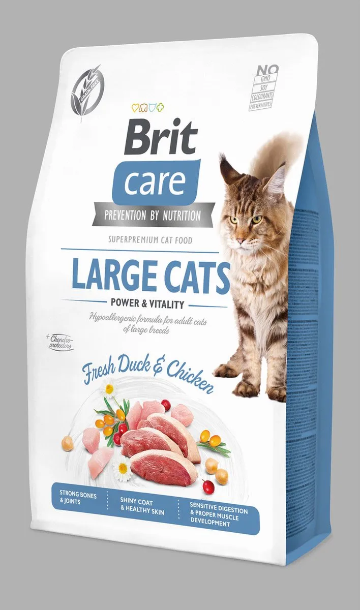 Brit Care Large Cats Power & Vitaliteit Eend & Kip 2kg