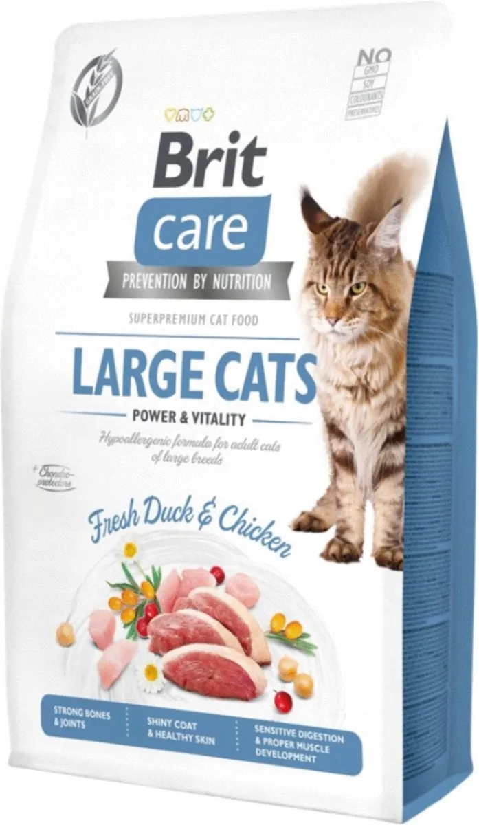 Brit Care Large Cats Power & Vitaliteit Eend & Kip 2kg