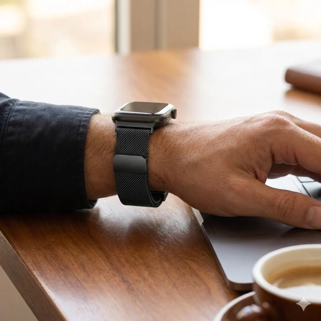 NUVEX Zwart Mesh Horlogeband 20mm - Geschikt voor Samsung Galaxy Watch