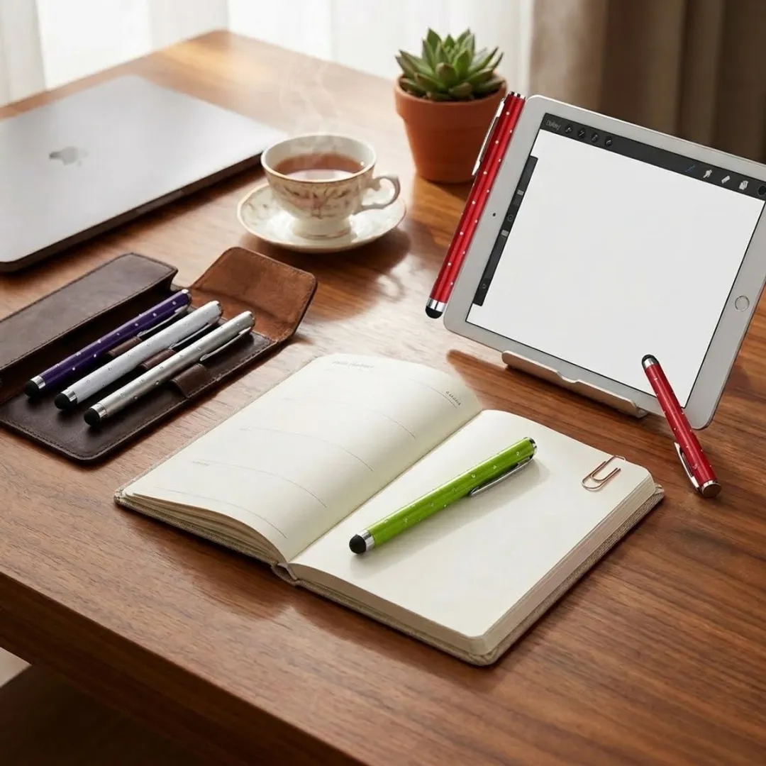 NUVEX Rhinestone Touchscreen Pen Set 5 Stuks - Blauw/roze/oranje