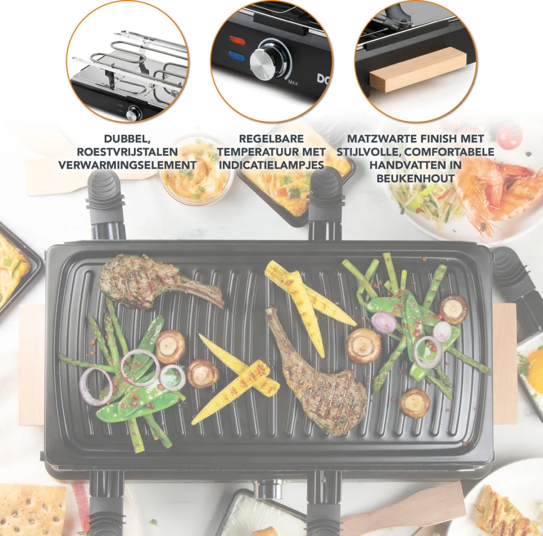Domo DO9261G Raclettegrill 1400W - 8 Personen