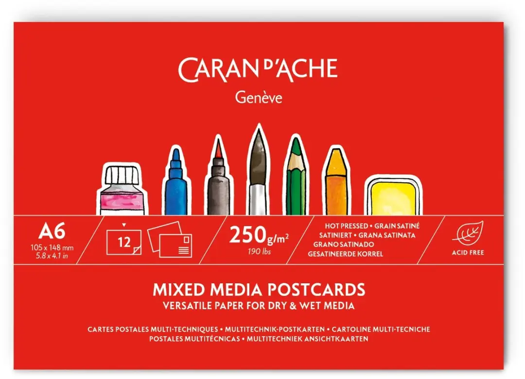 Caran d'Ache Mixed media postcards A6 12 vel