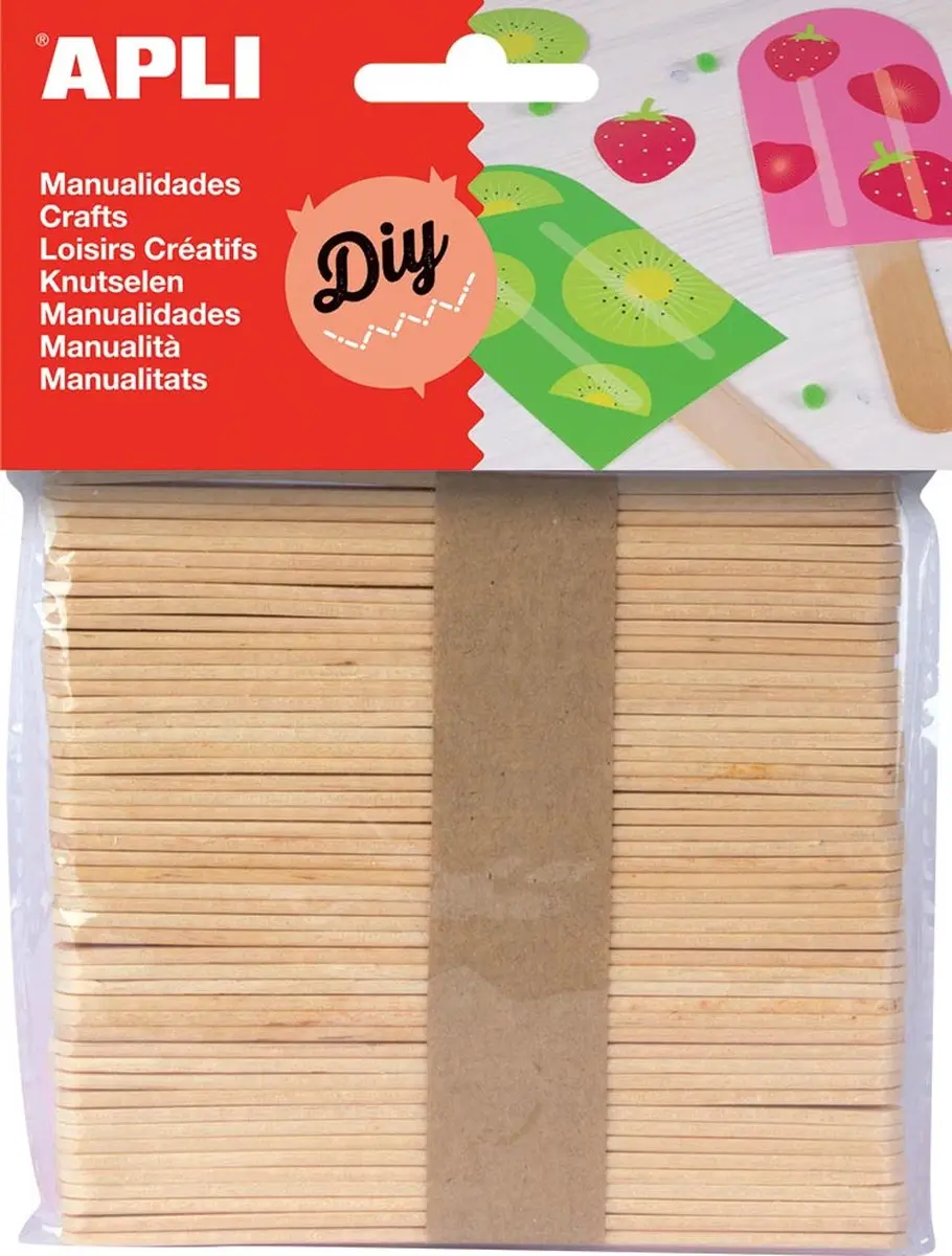 Apli Kids houten sticks 114x10mm, pak van 50 stuks