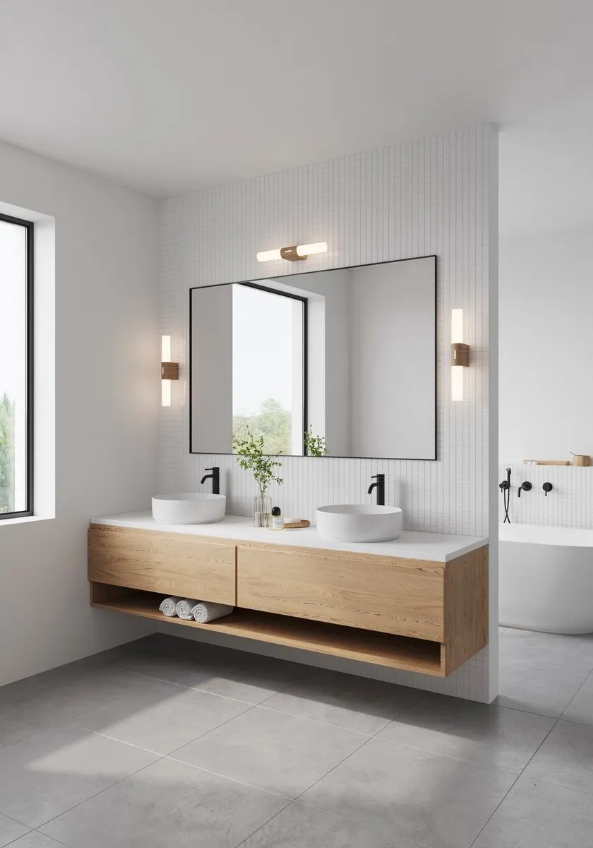 Nordlux Helva Double Wandlamp 9W - IP44 - Houtkleur