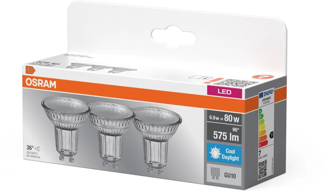Osram LED Base PAR16 6.9W GU10 - 6500K - 3 Stuks