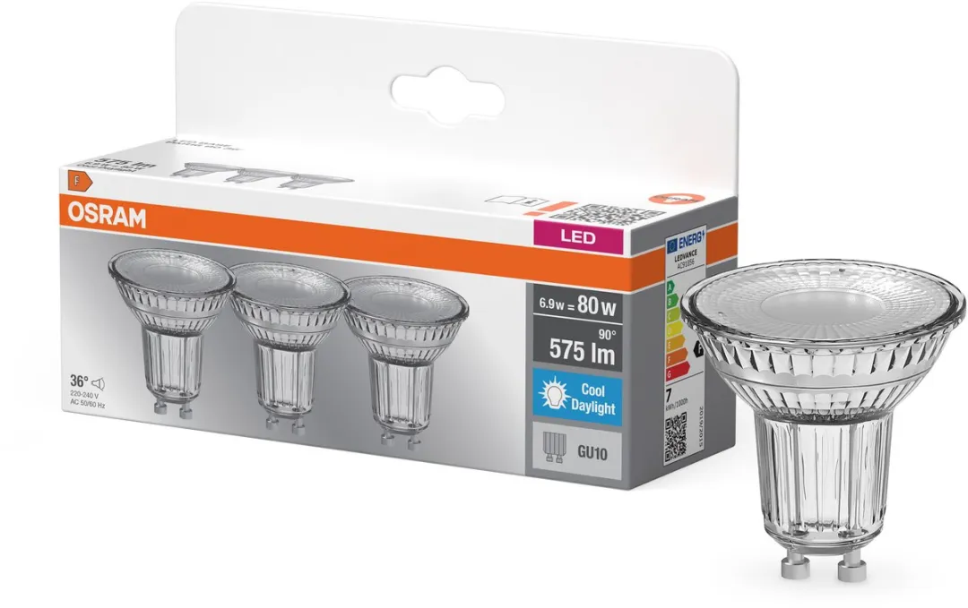 Osram LED Base PAR16 6.9W GU10 - 6500K - 3 Stuks