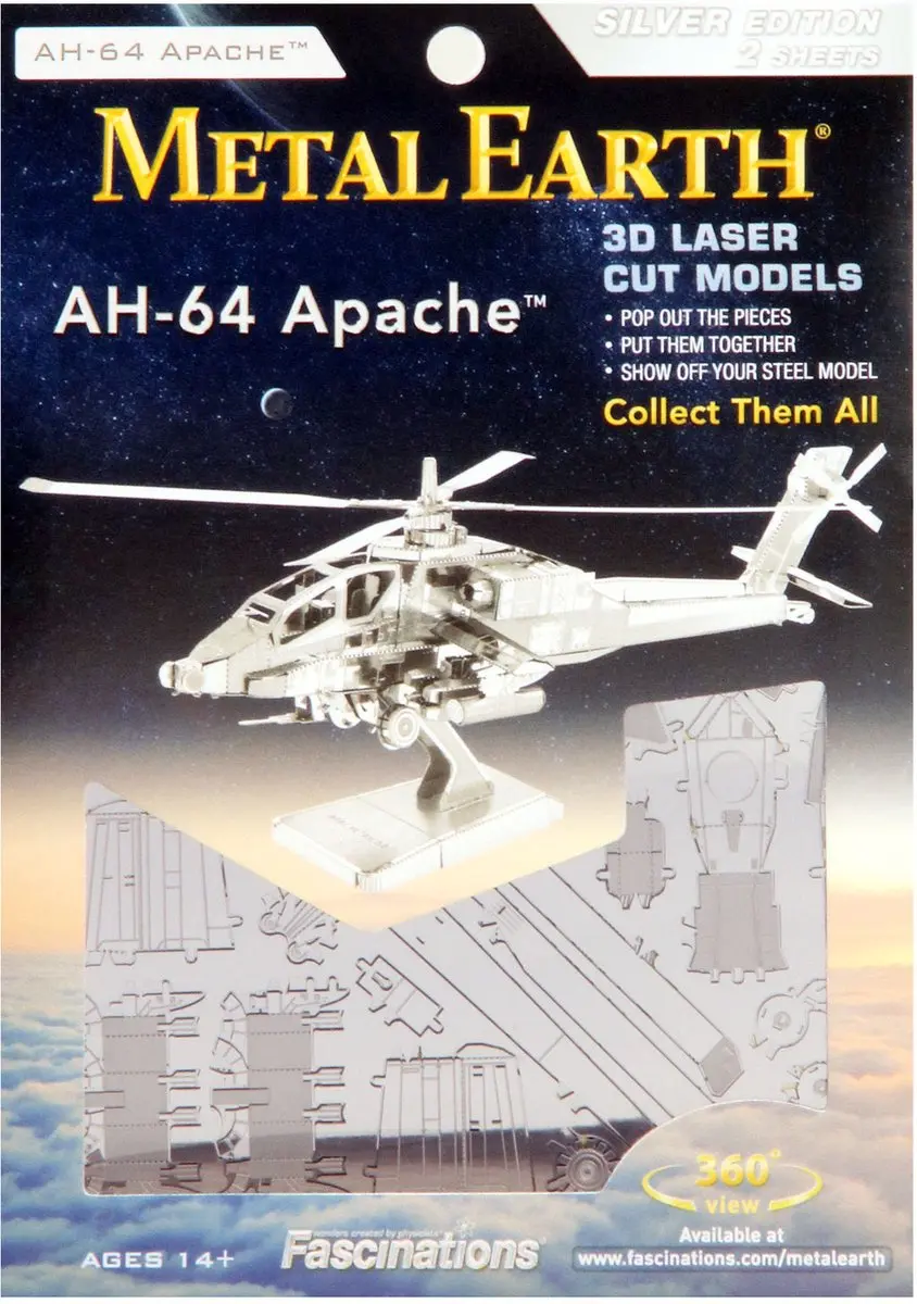 Metal Earth Modelbouw 3D AH64 Apache Helikopter
