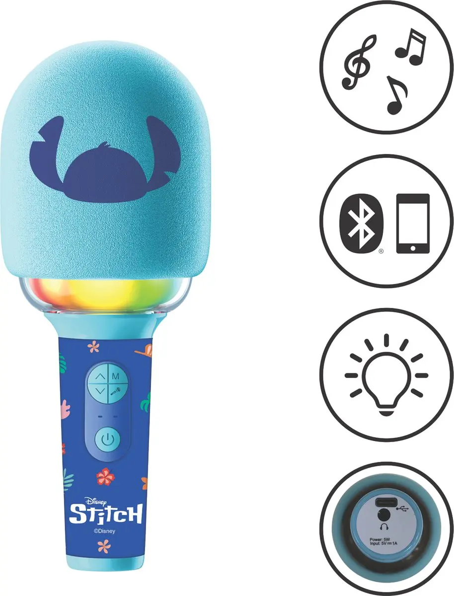 Lexibook Stitch Karaoke Microfoon MIC280D - Blauw - afbeelding 2 van 6