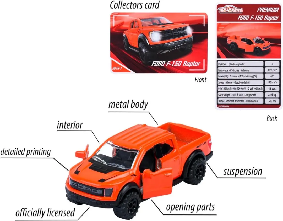 Majorette Ford F-150 Raptor Modelauto - Oranje - afbeelding 3 van 6