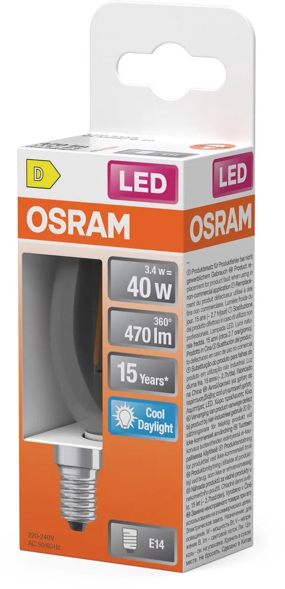Osram LED-lamp Ster Kaarsvorm B40 Filament 3,4W - 470lm - E14