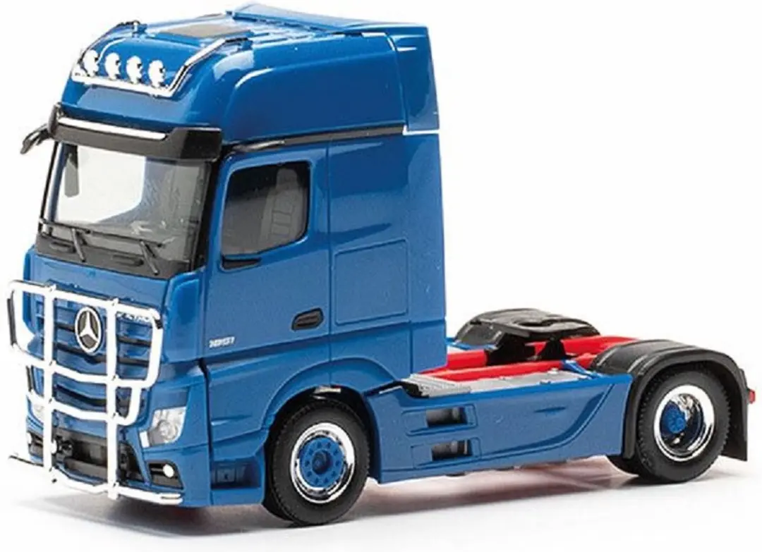 Mercedes Benz Actros G. + bullbar en lampenbeugel, blauw Herpa schaal 1:87