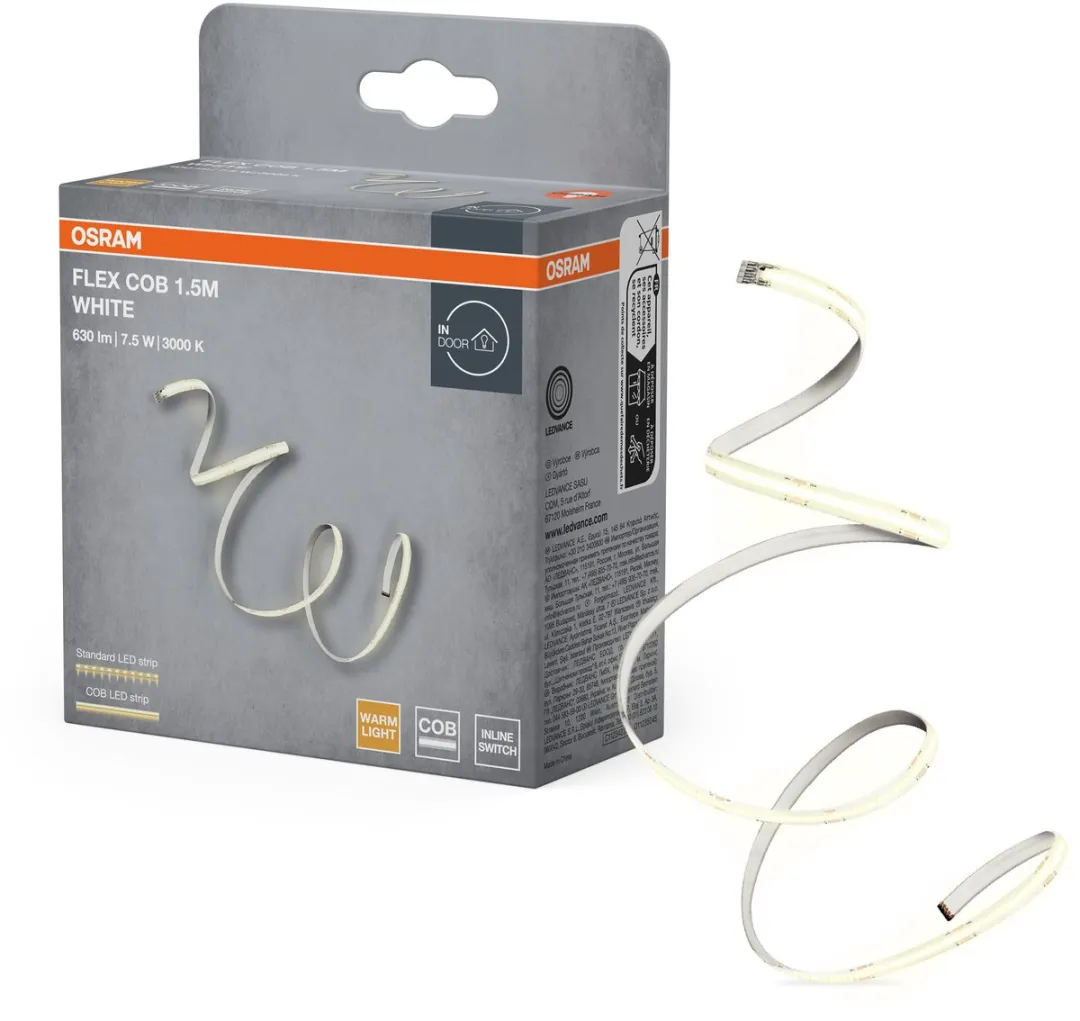 Osram Flex COB 1.5M LED Strip 8W - 600lm - 3000K - Geel