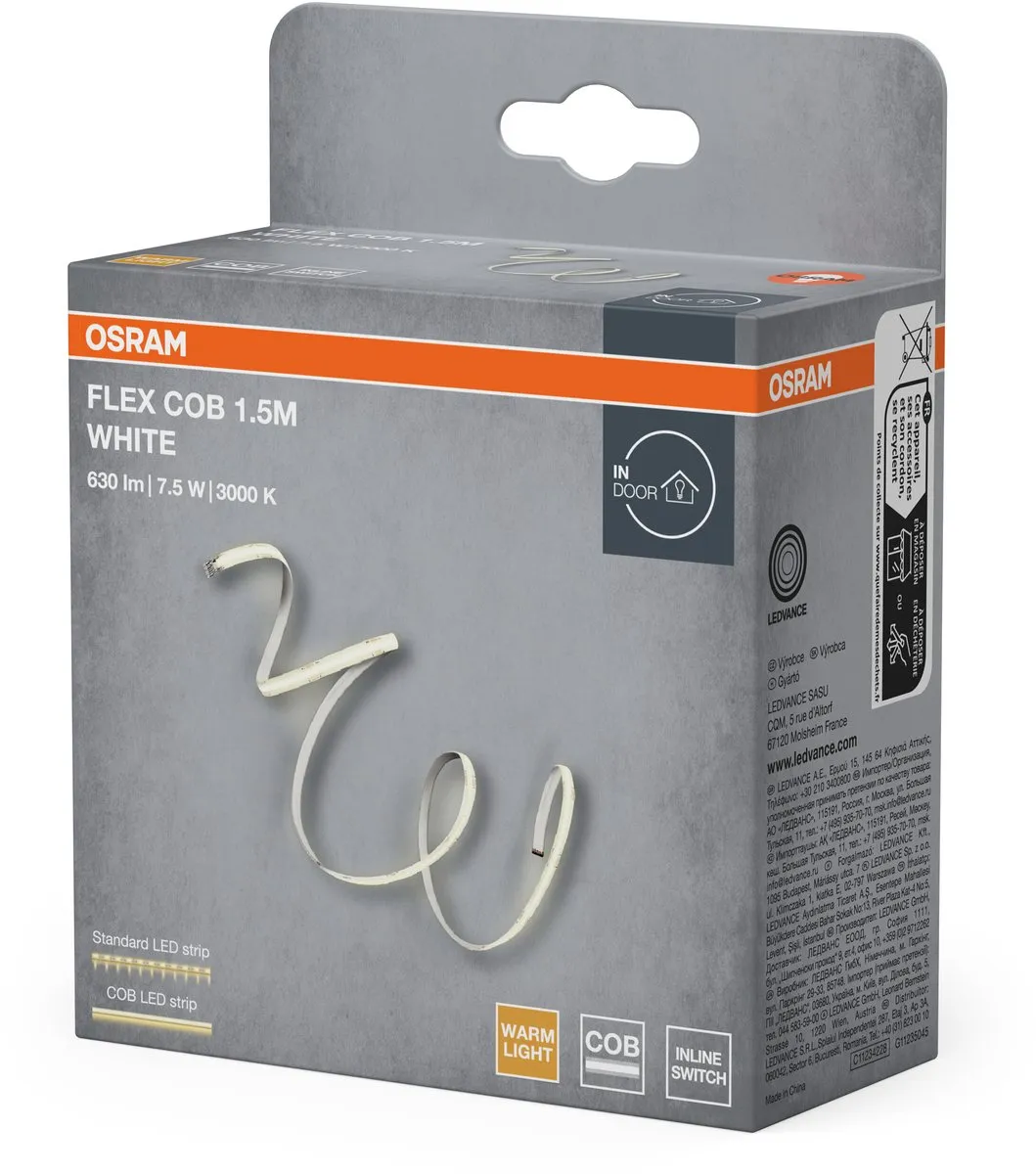 Osram Flex COB 1.5M LED Strip 8W - 600lm - 3000K - Geel - afbeelding 6 van 6