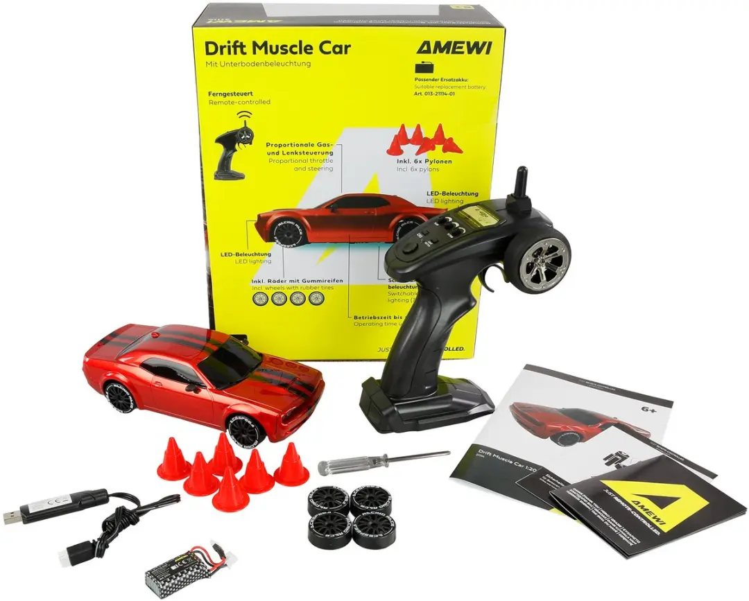 Amewi Drift Muscle Car 1:20 RC Modelauto - Rood - afbeelding 6 van 6