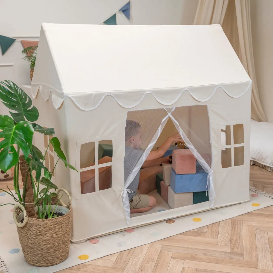 KiddyMoon Speelhuis Kindertent 300 Ballen - Pastel Beige/Wit/Parel