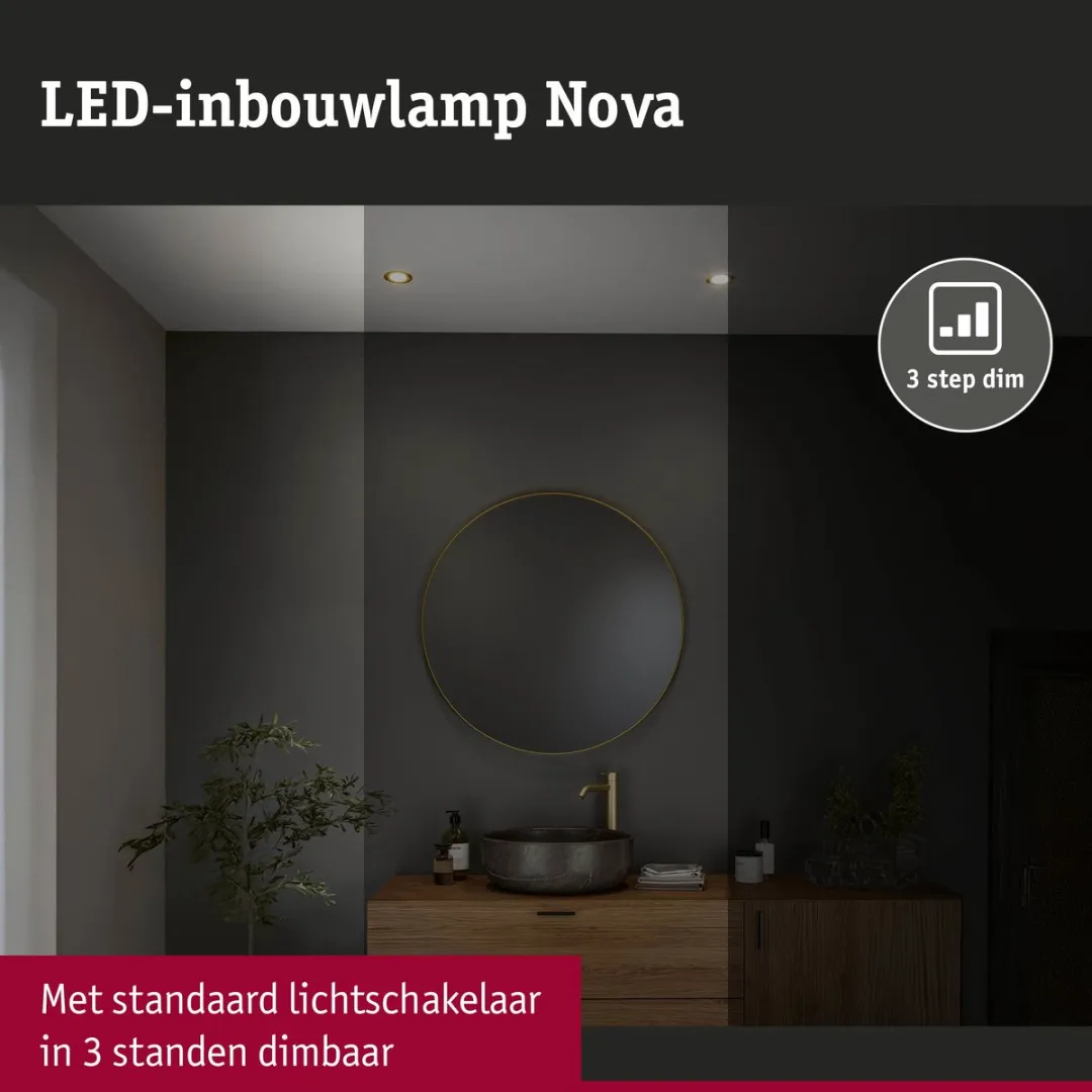 Paulmann LED-inbouwlamp Nova Coin Basisset 3x6W - 3x470lm - 2700K - Goud mat