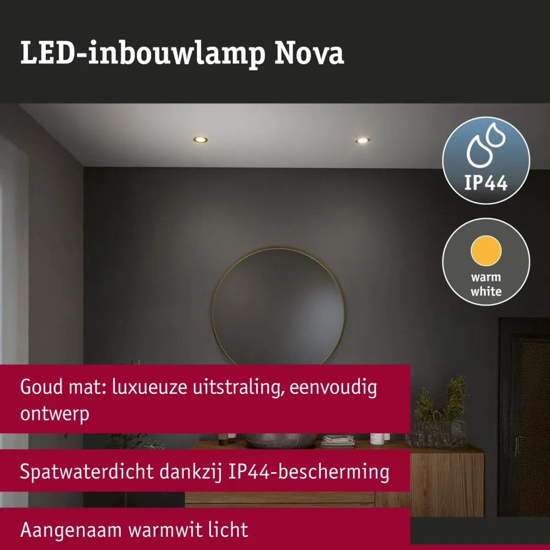 Paulmann LED-inbouwlamp Nova Coin Basisset 3x6W - 3x470lm - 2700K - Goud mat - afbeelding 6 van 6
