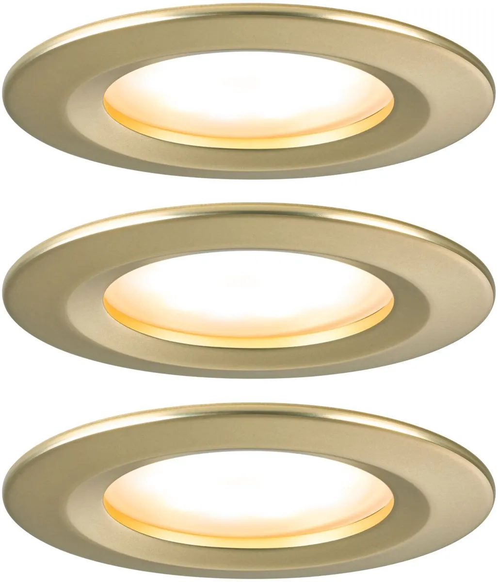 Paulmann LED-inbouwlamp Nova Coin Basisset 3x6W - 3x470lm - 2700K - Goud mat