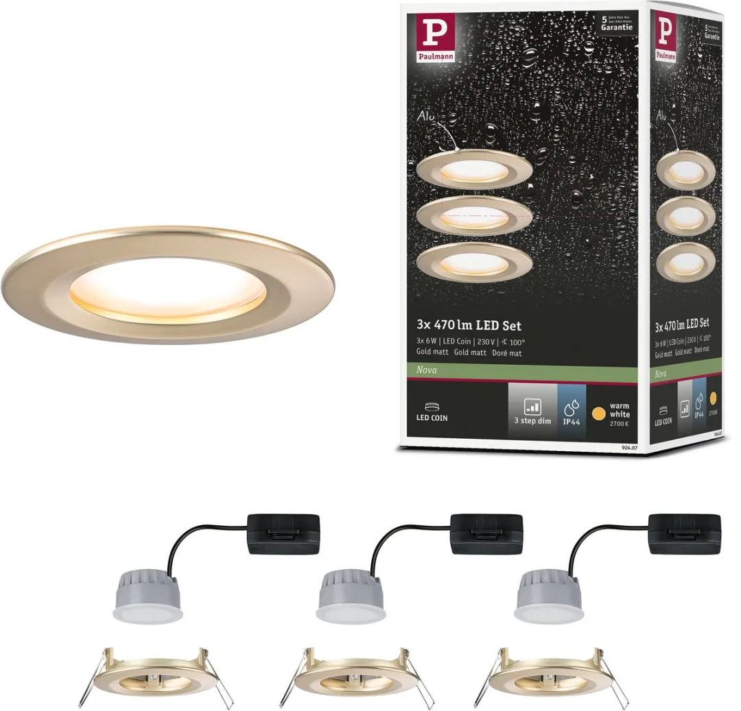 Paulmann LED-inbouwlamp Nova Coin Basisset 3x6W