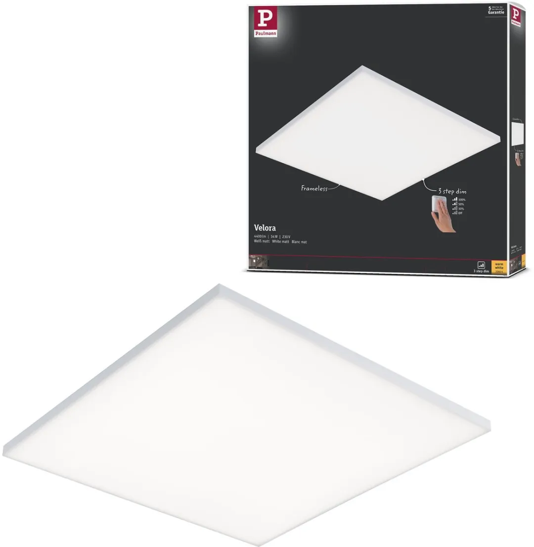Paulmann Velora LED-paneel 3-Step-Dim 34W 3500lm 3000K - 595x595mm Wit