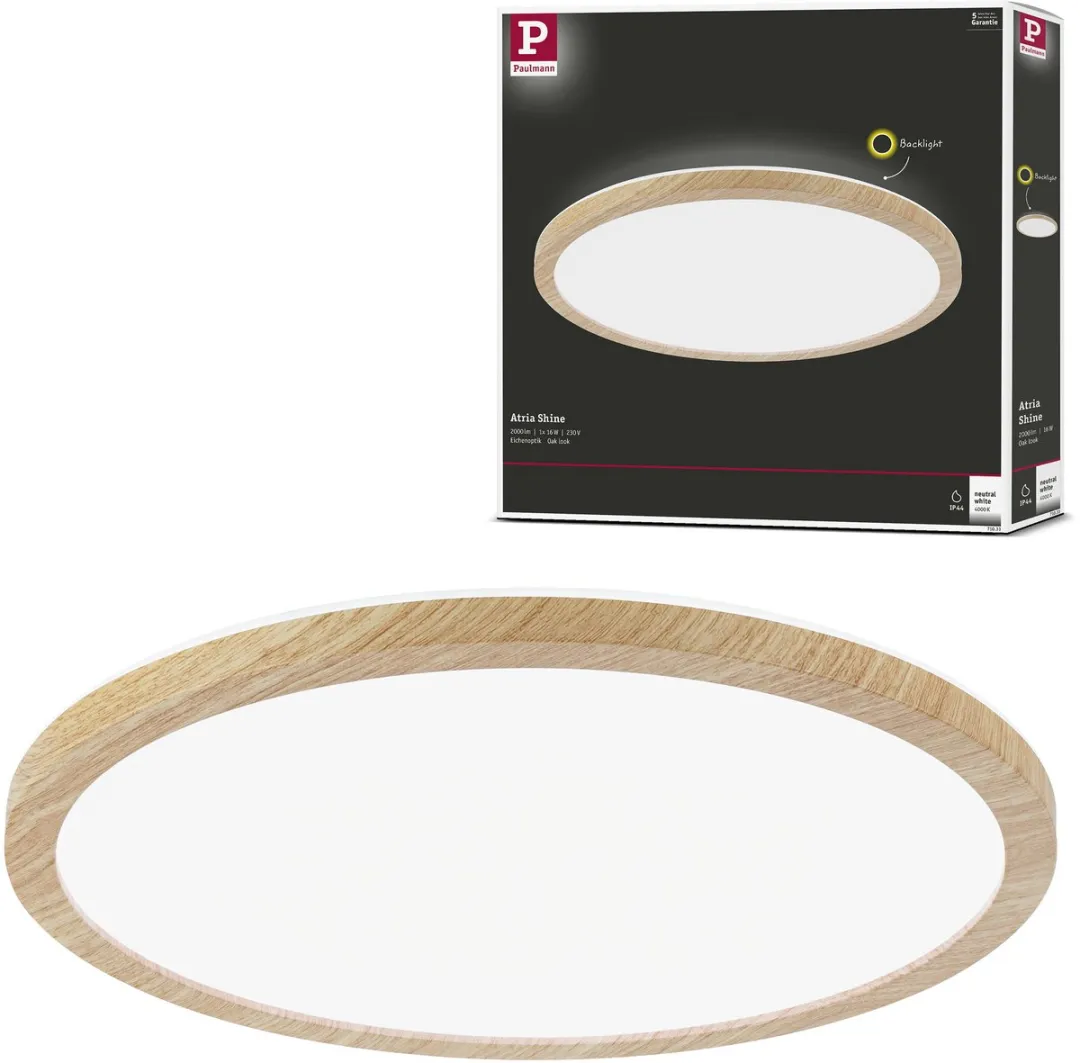 Paulmann Atria Shine LED-paneel 16W 1600lm 4000K Houtlook