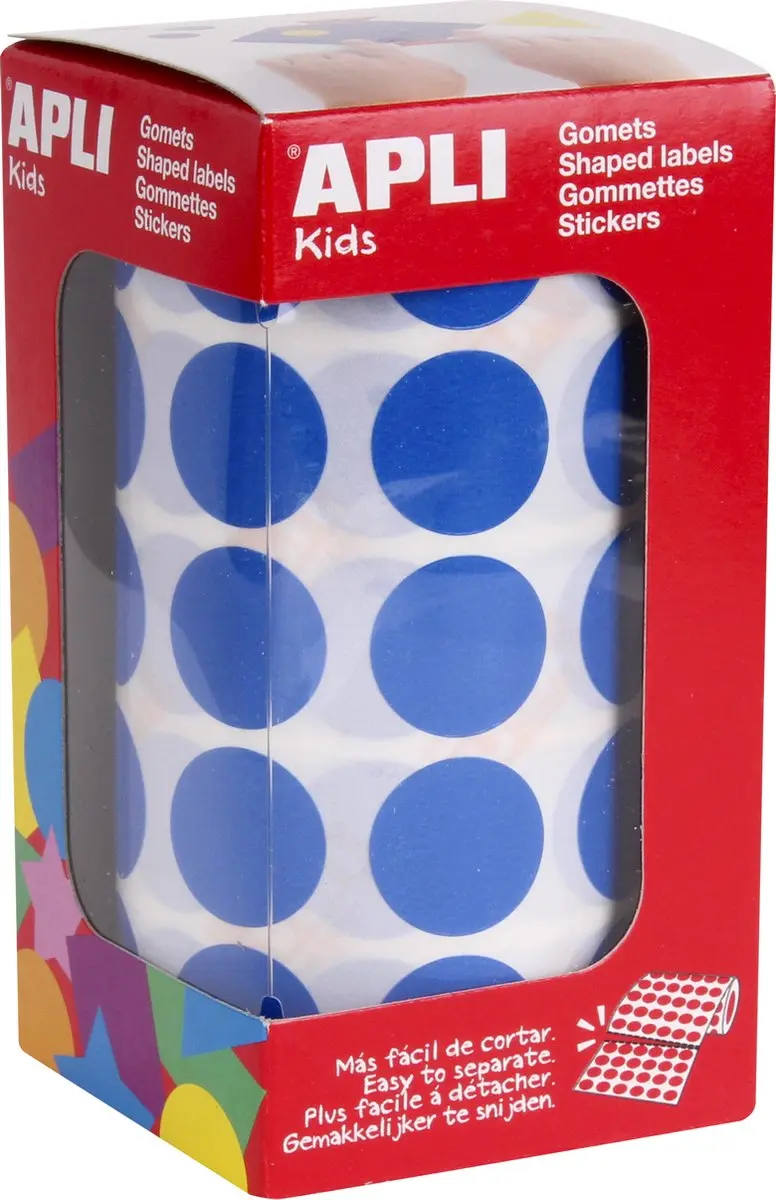 Apli Kindersticker Creatief Rond op rol blauw