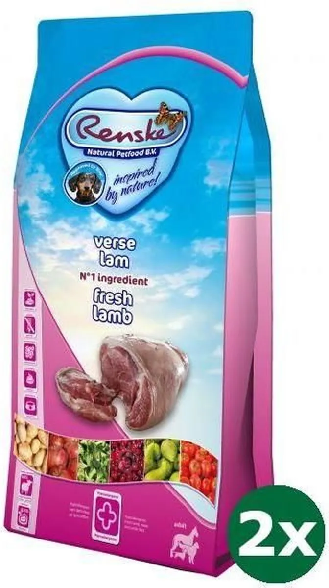 Renske Super Premium Adult Lam Graanvrij Hondenvoer 2x2kg